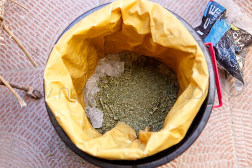 cannabis dans un sac avec des glaçons